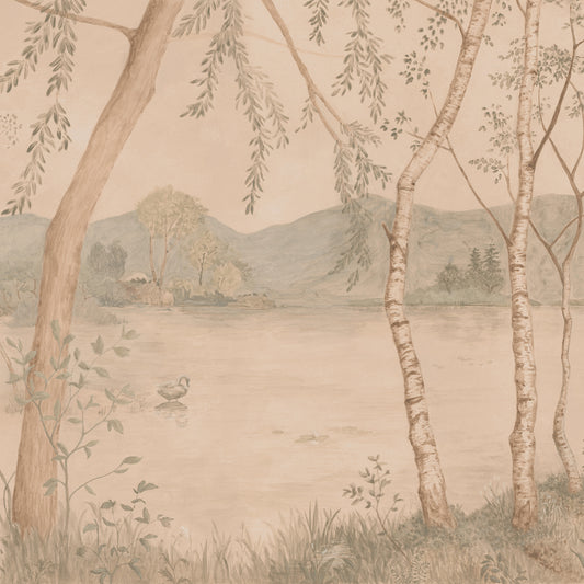 Lakeside Wallpaper Mural shown close up.
