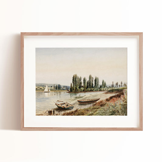 Lakeside Sailboat Art Print