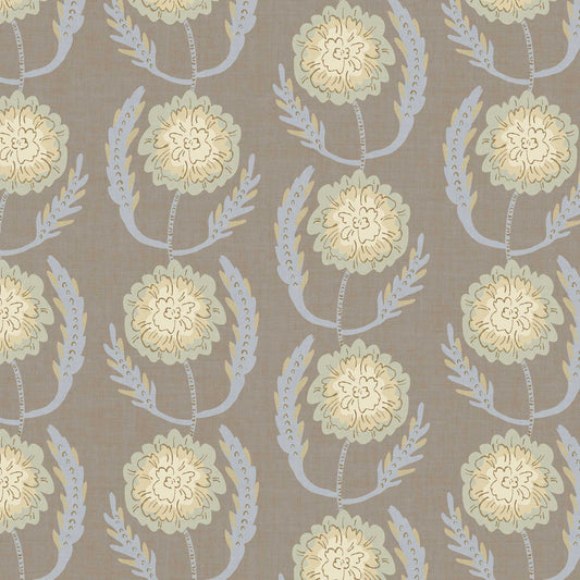 Closeup view of our Lazy Peonies Wallpaper in Khaki
