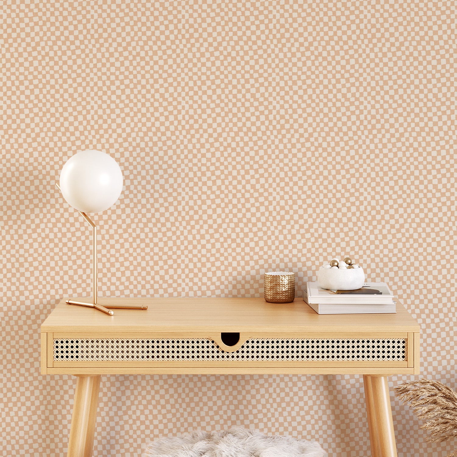 Transform your space with Lazy Checkers Wallpaper – Coral. Featuring playful, uneven visuals for a dynamic, three-dimensional look, this wallpaper can bring a sense of movement and energy to any room.