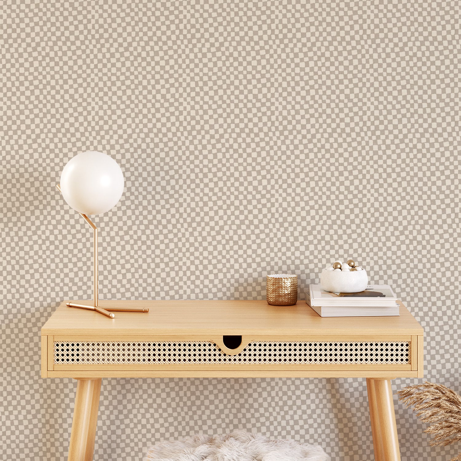 Transform your space with Lazy Checkers Wallpaper – Dove Gray. Featuring playful, uneven visuals for a dynamic, three-dimensional look, this wallpaper can bring a sense of movement and energy to any room.
