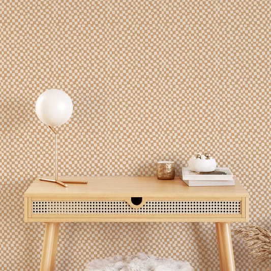 Transform your space with Lazy Checkers Wallpaper – Tawny. Featuring playful, uneven visuals for a dynamic, three-dimensional look, this wallpaper can bring a sense of movement and energy to any room.