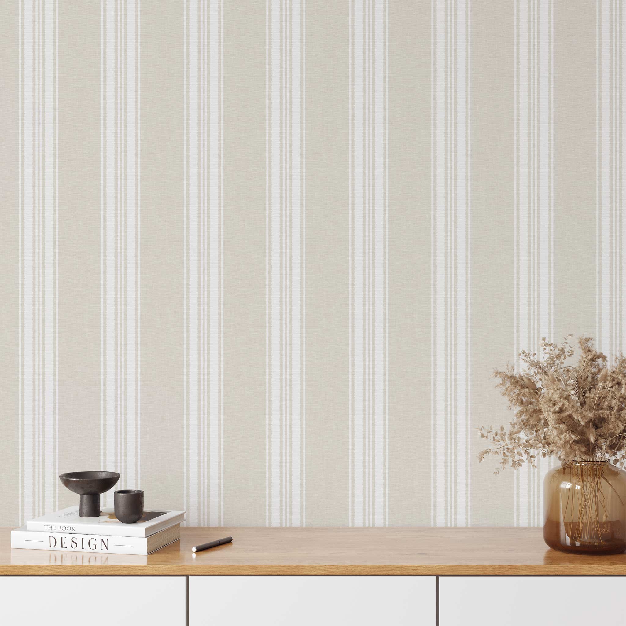 Linen Stripes Wallpaper - Cream – Ayara Home