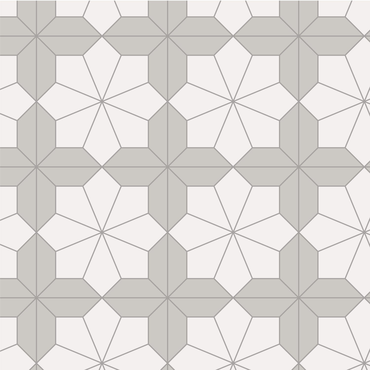 Geometric tile pattern with interlocking shapes making a tile flower on a white background
