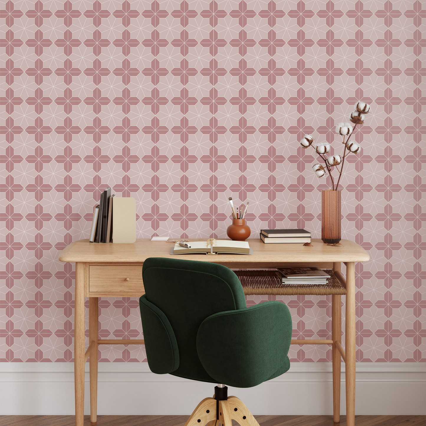 Floral Mosaic Wallpaper - Pinks