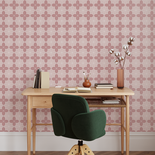 Floral Mosaic Wallpaper - Pinks