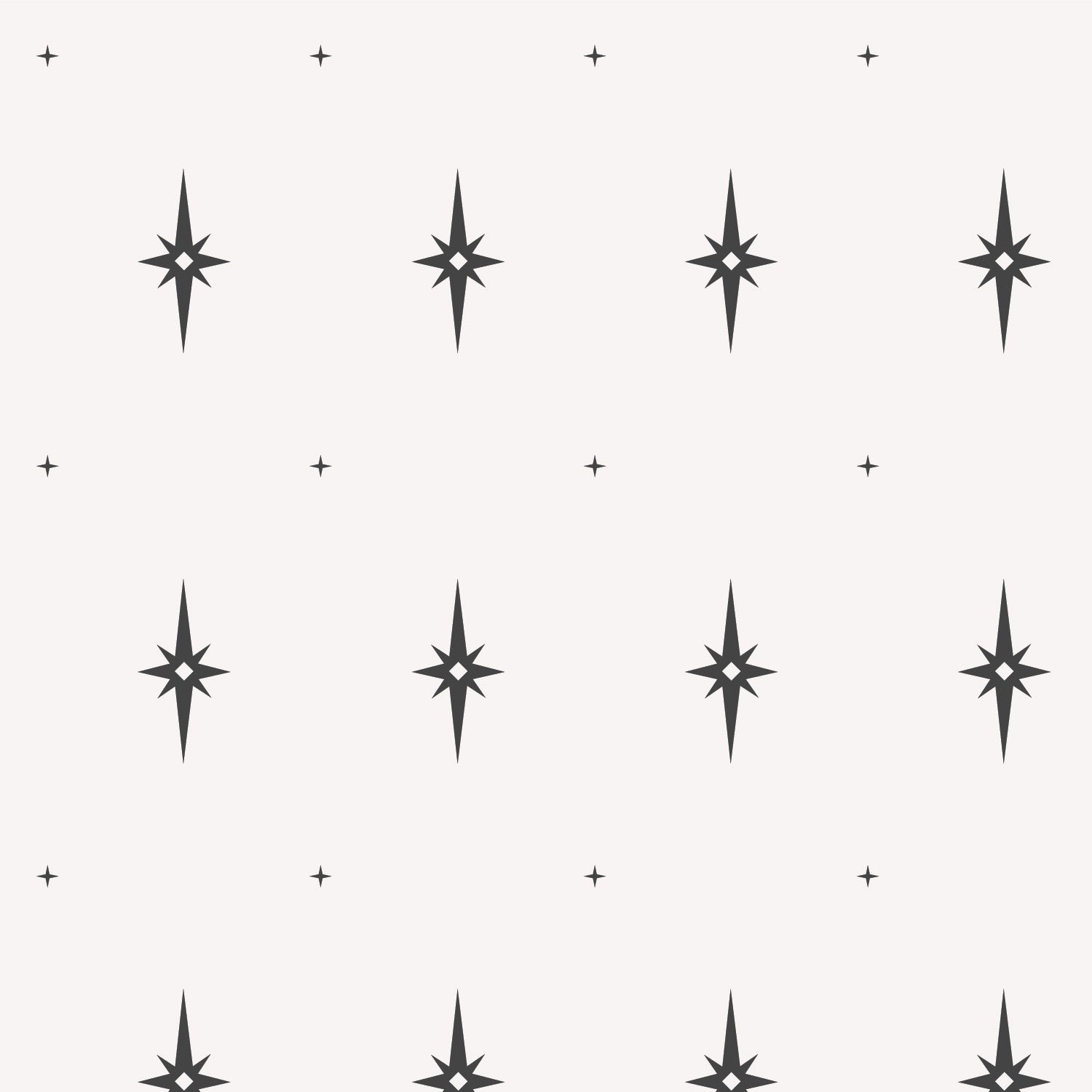 Pattern of charcoal black stars on a white background