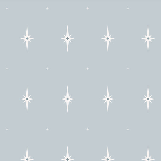 Pattern of white stars on a light blue background