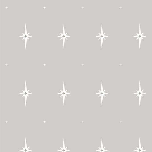White star shapes on a taupe background
