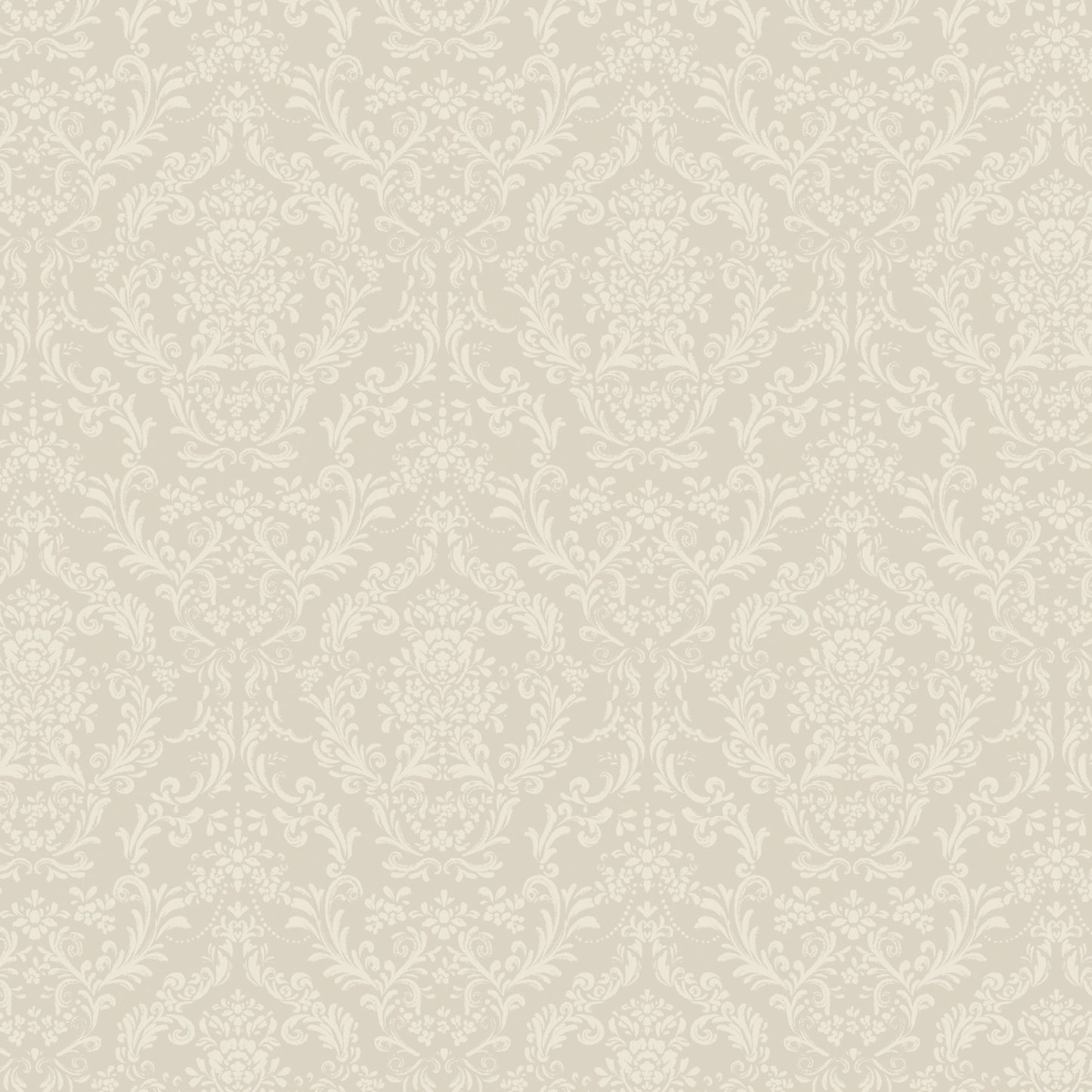 Mira Damask Wallpaper in Beige shown close up.