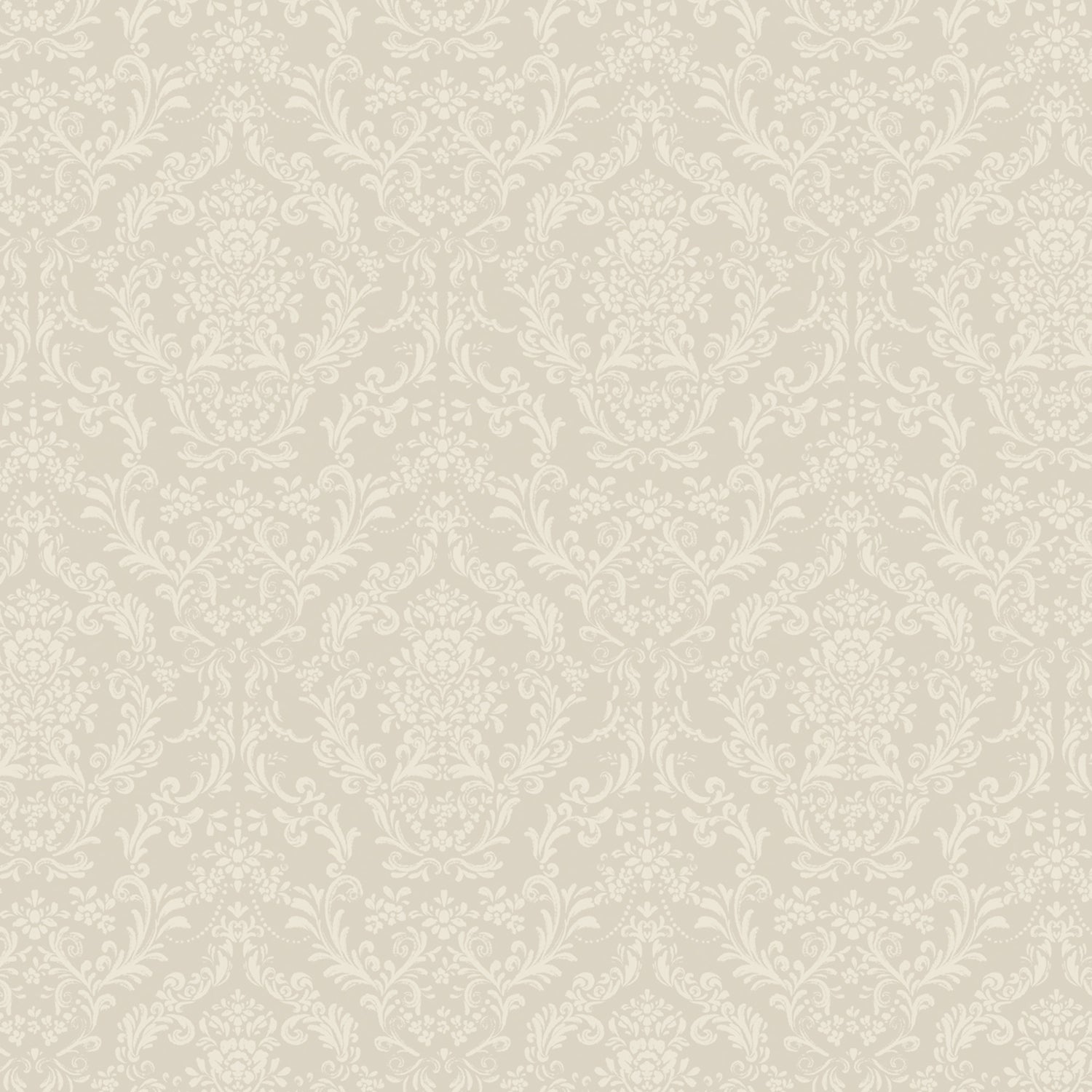 Mira Damask Wallpaper in Beige shown close up.