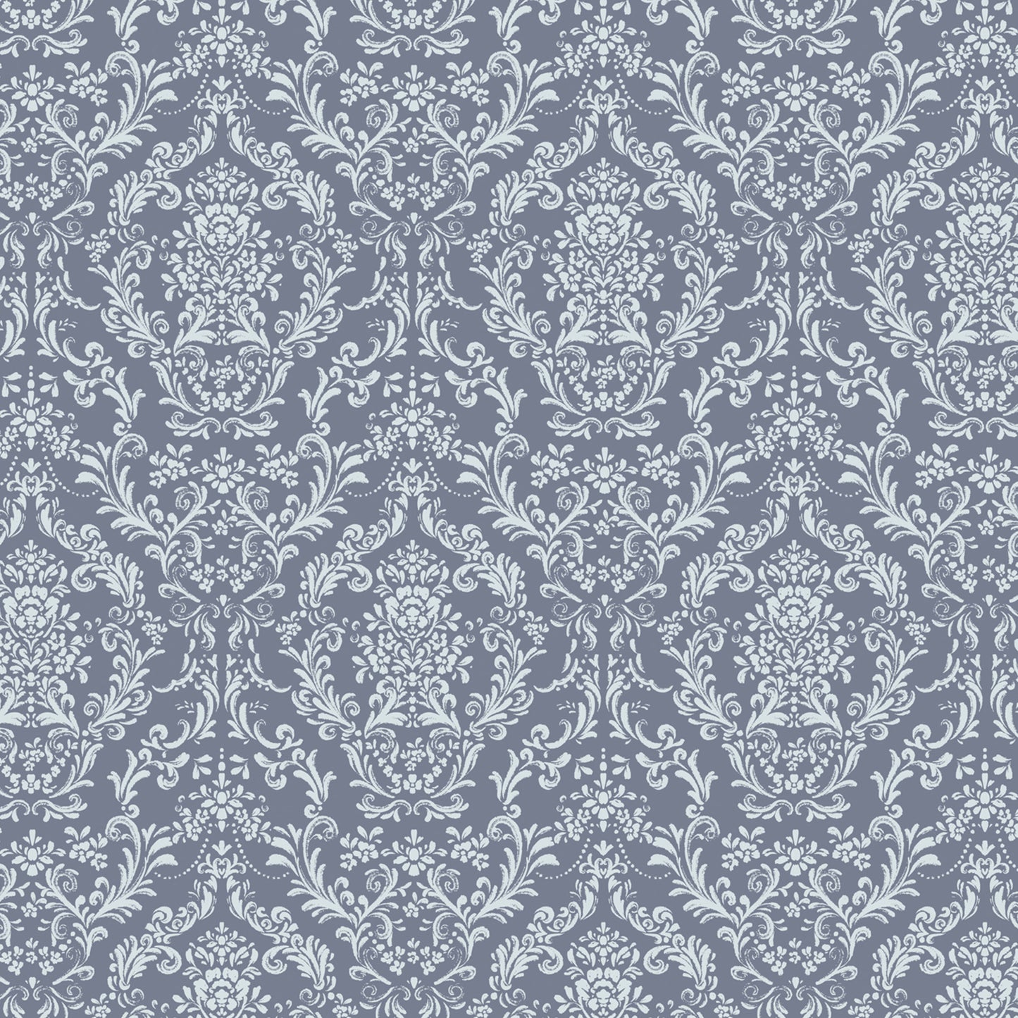 Mira Damask Wallpaper in Blue shown close up.