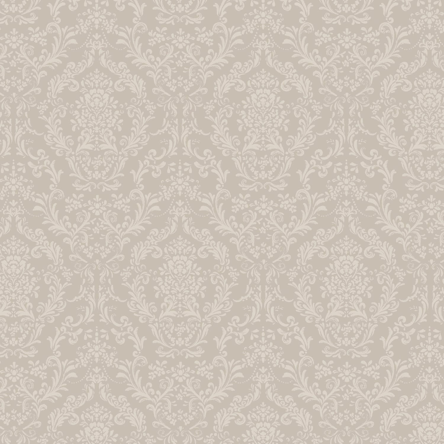 Mira Damask Wallpaper in Tan shown close up.
