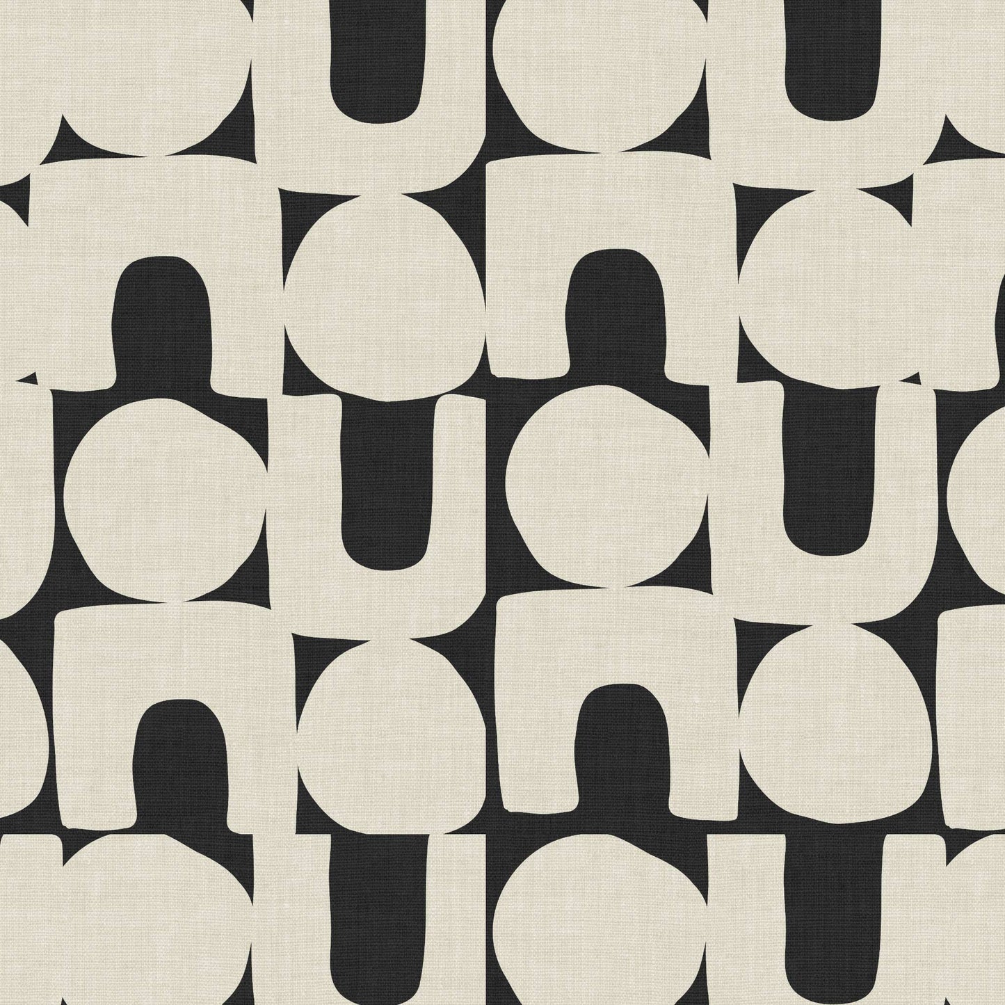 Modern Spheres and Arches Wallpaper in Charcoal shown in a closeup view