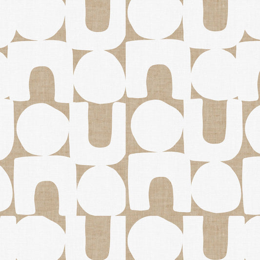 Modern Spheres and Arches Wallpaper in Beige shown in a closeup view