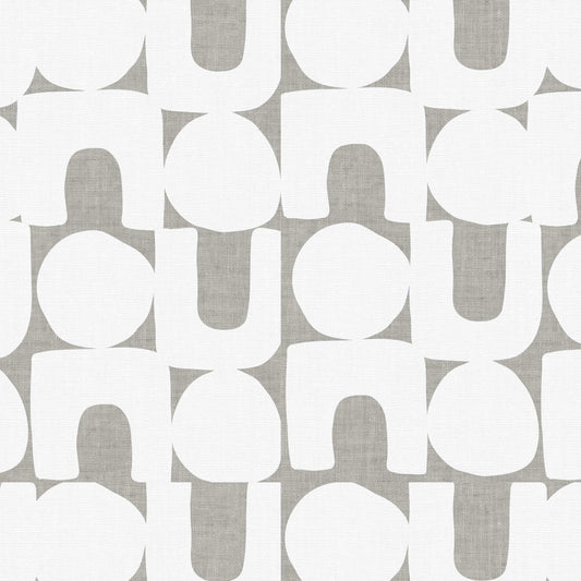 Modern Spheres and Arches Wallpaper in Gray shown in a closeup view