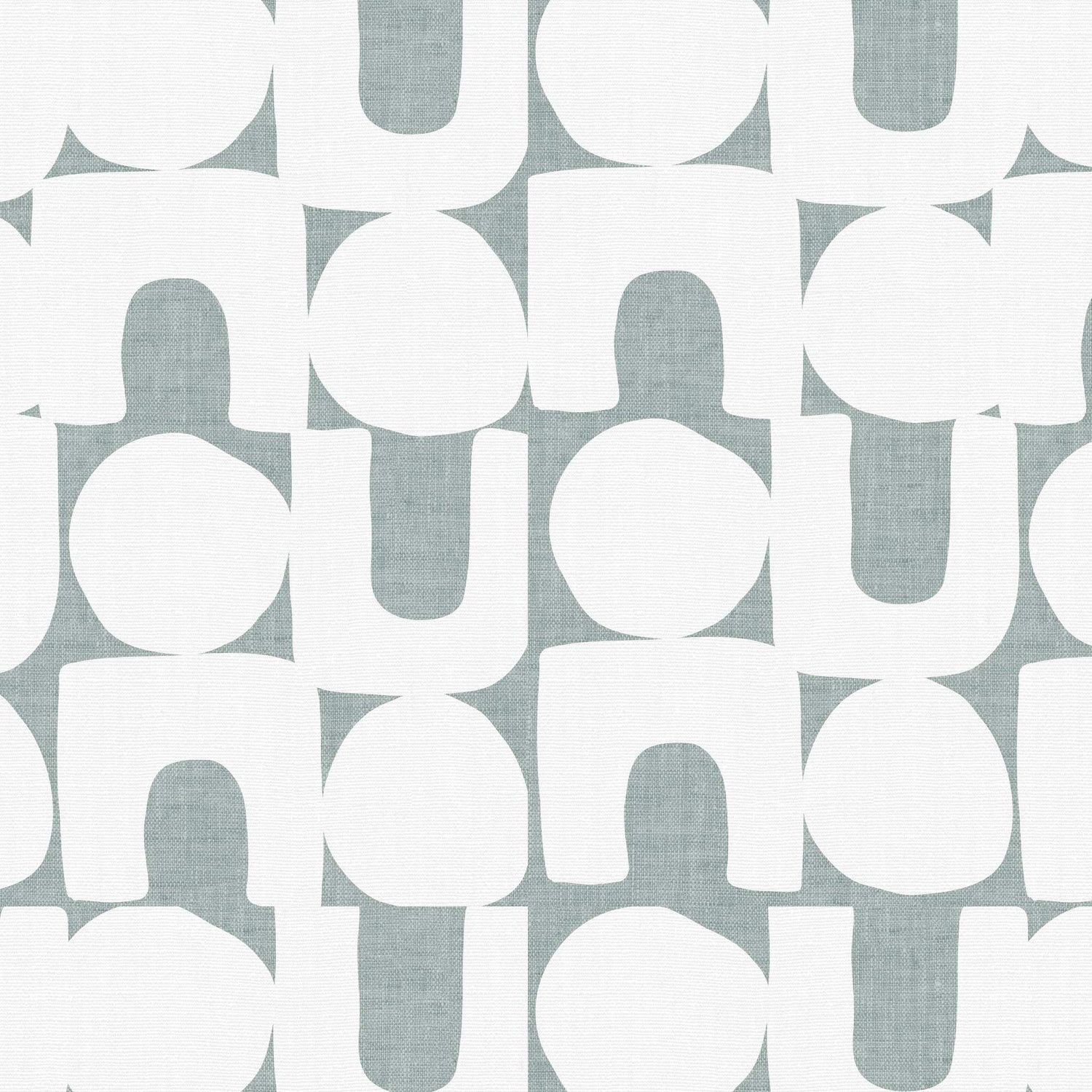 Modern Spheres and Arches Wallpaper in Soft Teal shown in a closeup view