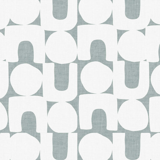 Modern Spheres and Arches Wallpaper in Soft Teal shown in a closeup view