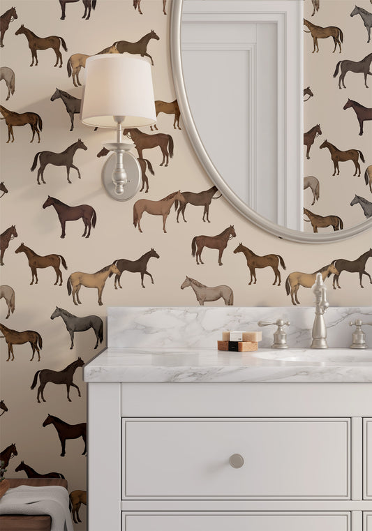 Moody Horses Wallpaper in Light