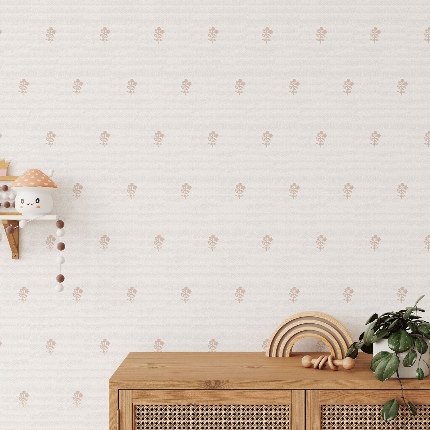 Elevate your space with the Newbury Wallpaper in Nude shown in full size image.