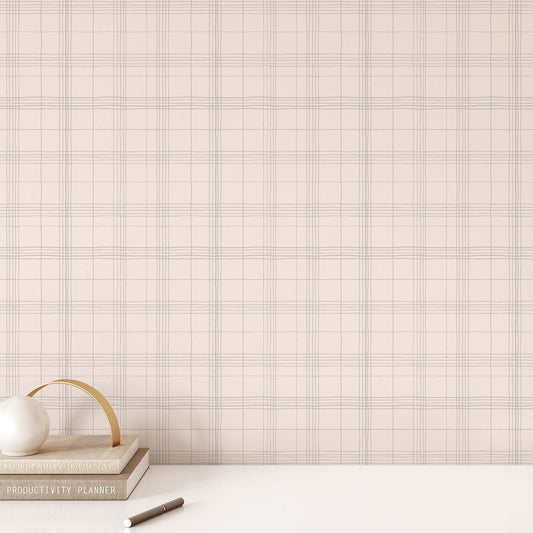 Office Wall featuring Off Grid Peel and Stick, Removable Wallpaper in Grey