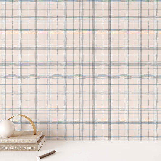 Office Wall featuring Off Grid Peel and Stick, Removable Wallpaper in Navy