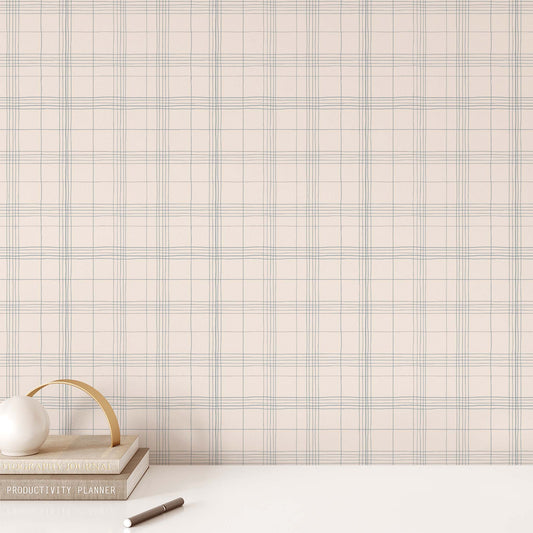 Office Wall featuring Off Grid Peel and Stick, Removable Wallpaper in Sky Blue