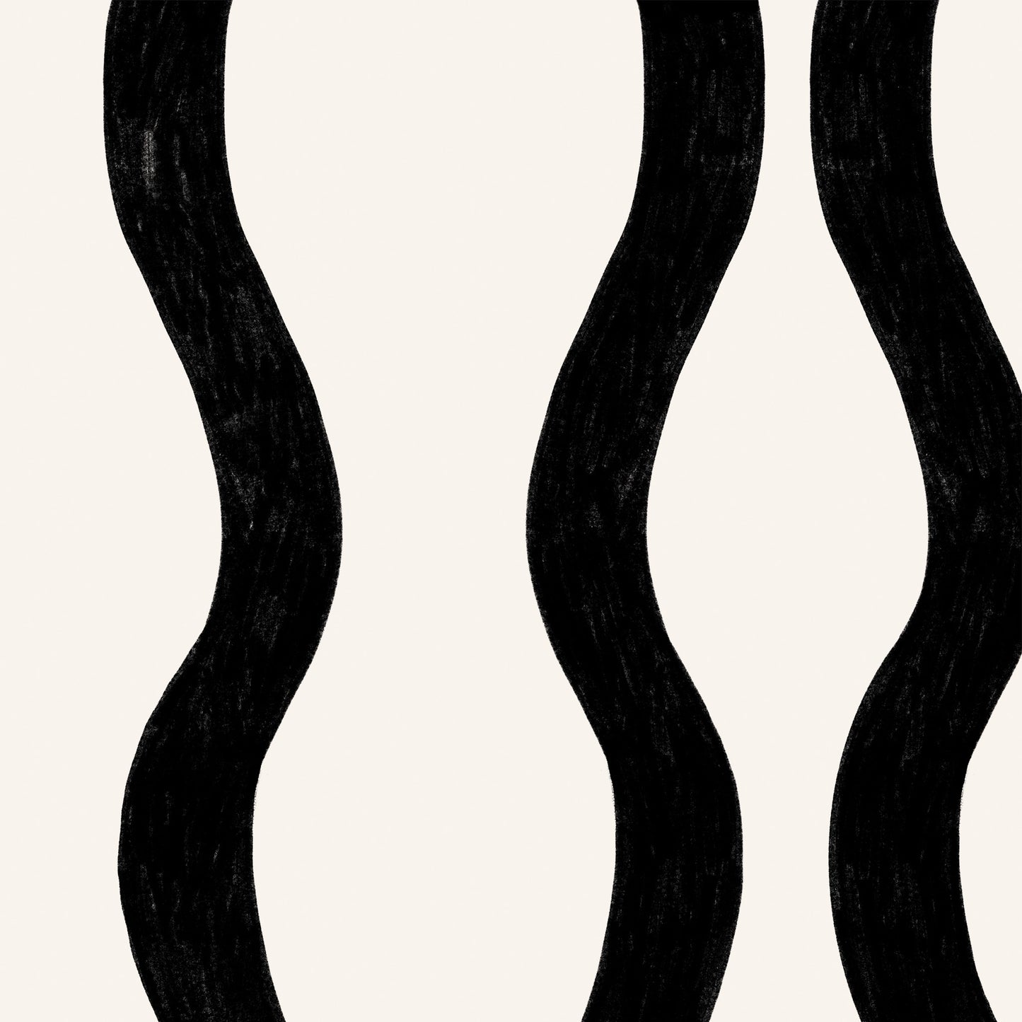 Closeup of Modern Wavy Lines Wallpaper in Black by artist Brenda Bird for Ayara