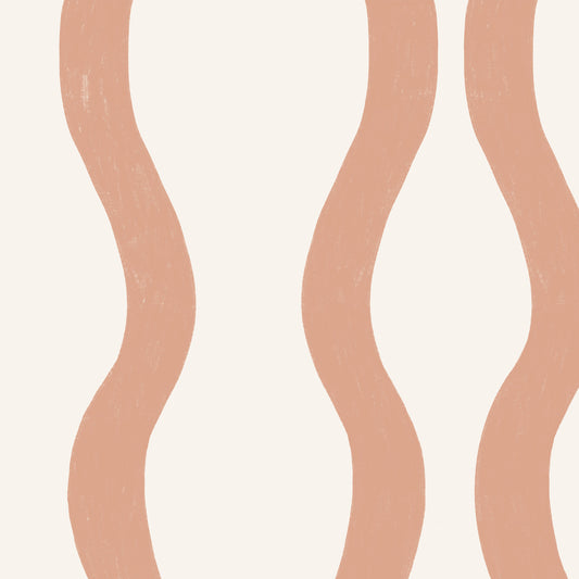 Closeup featuring Modern Wavy Lines Wallpaper in Salmon by artist Brenda Bird for Ayara