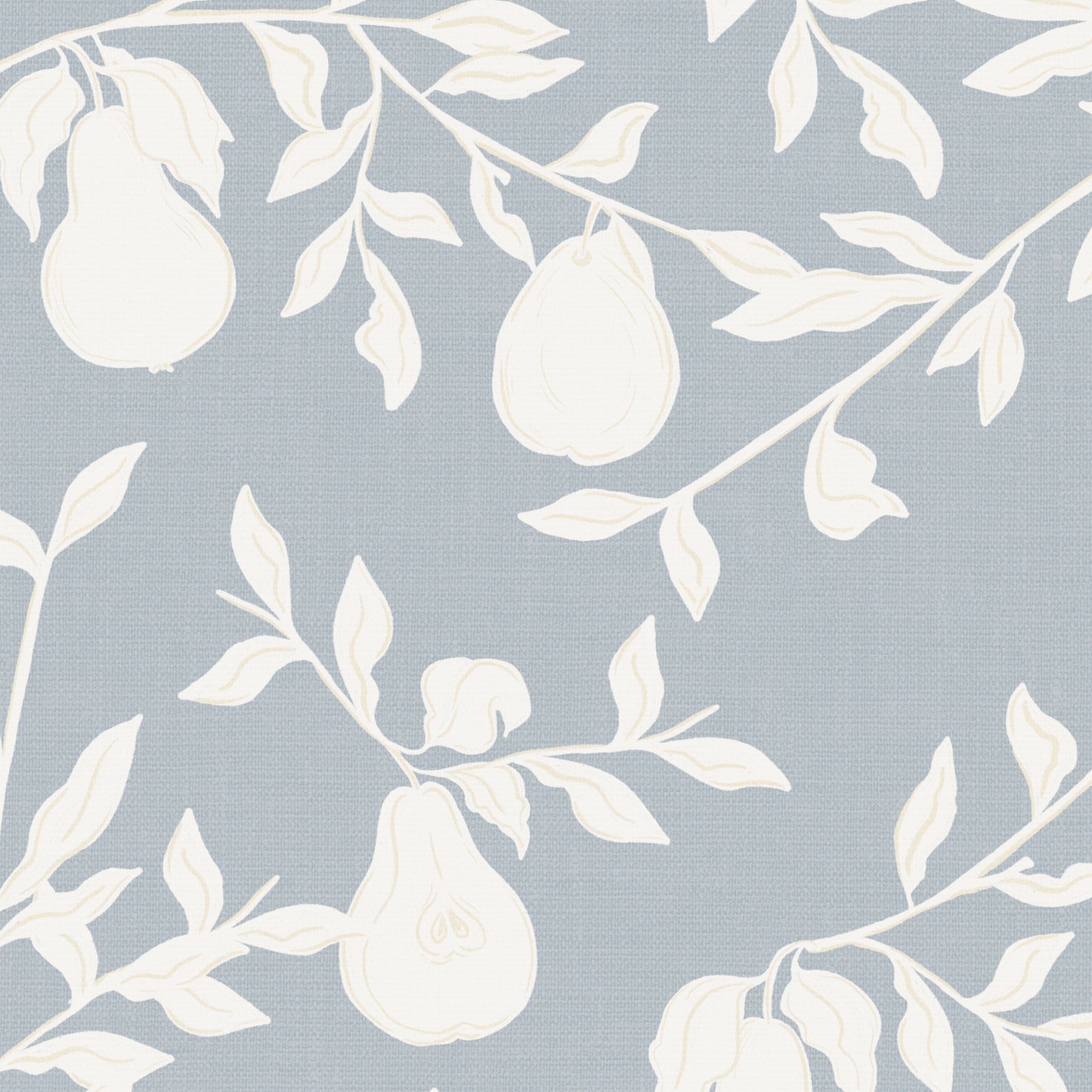 Closeup view of Pears Wallpaper in Blue.