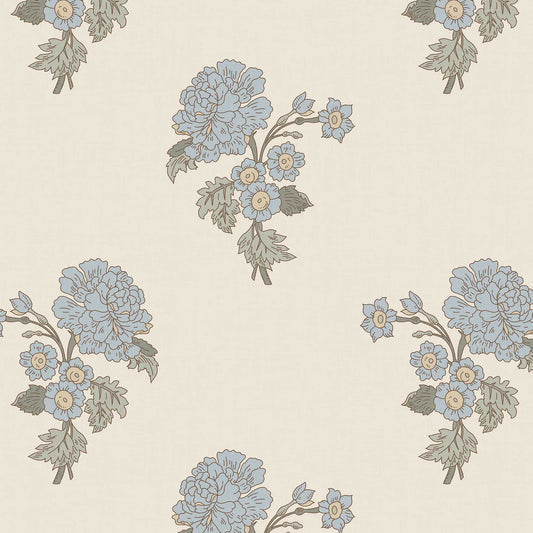 Foraged Peonies Wallpaper in Cream shown in a close up view
