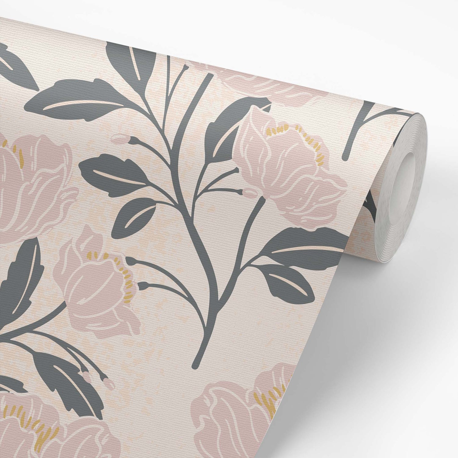 Wallpaper roll with Ayara's peel and stick removable Peonies Dream Wallpaper in Blush