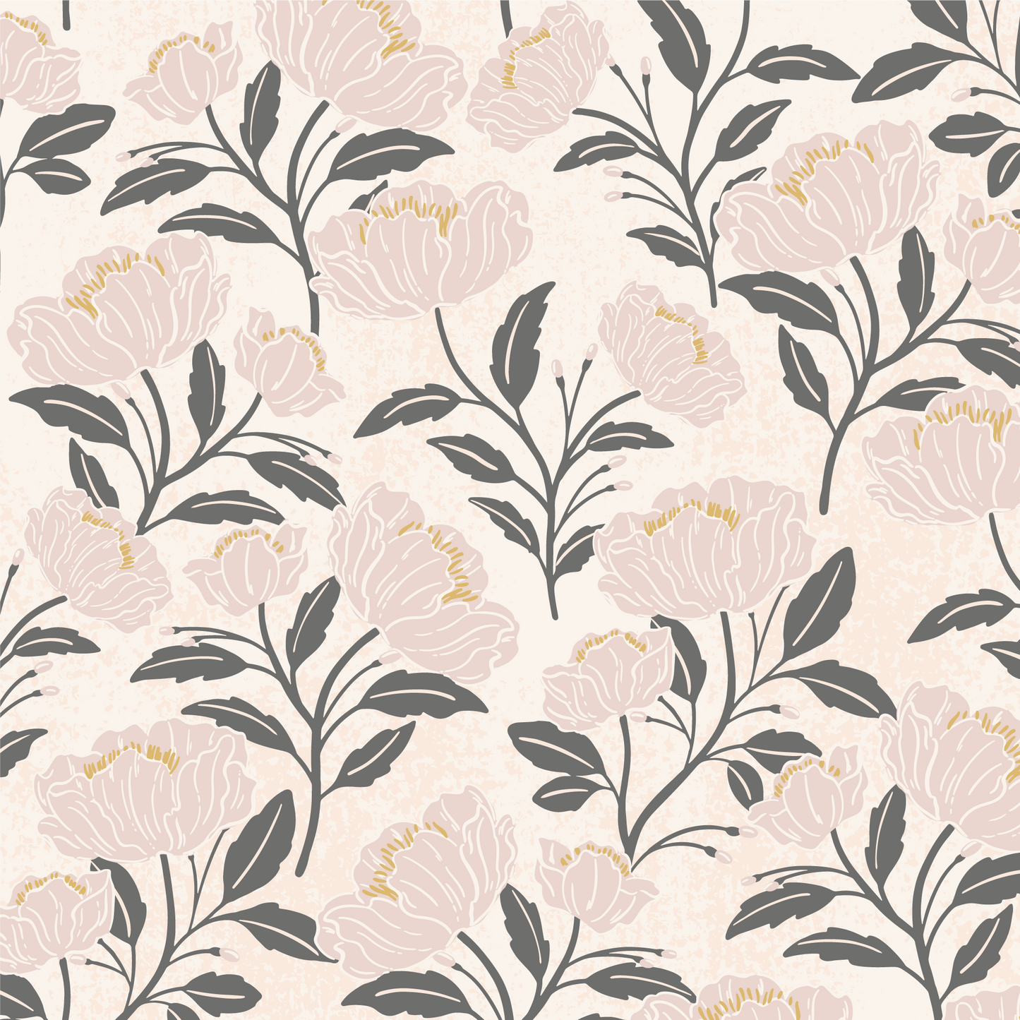 Our peel and stick removable Peonies Dream Wallpaper in Blush up close preview.