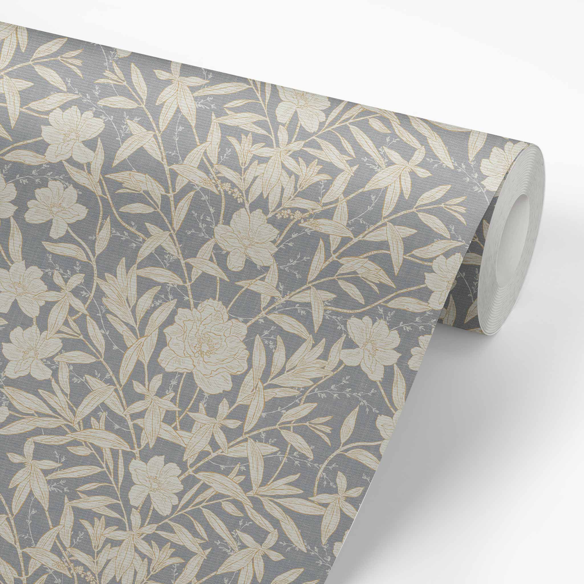 Peony Garden Wallpaper - Denim Blue – Ayara Home