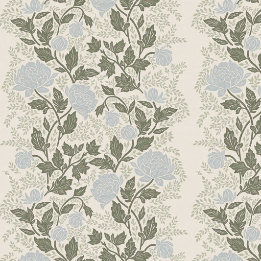 Peony Vines Wallpaper - Blue Buds