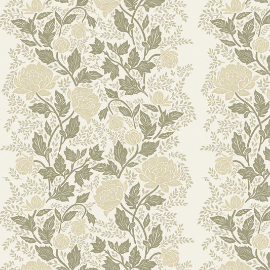 Closeup view of our Peony Vines Wallpaper in Soft Yellow Buds