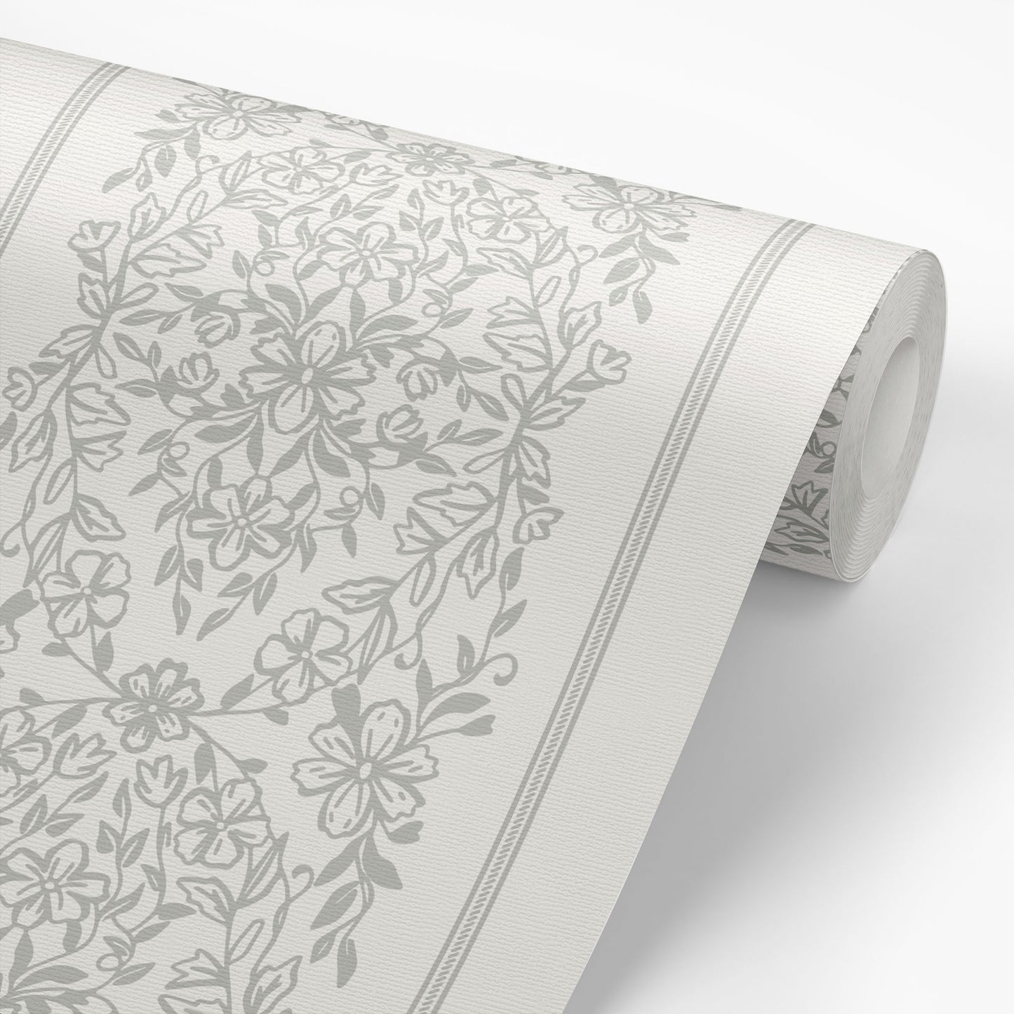 The classic and elevated design, adorned in a timeless green hue shown on a wallpaper roll.