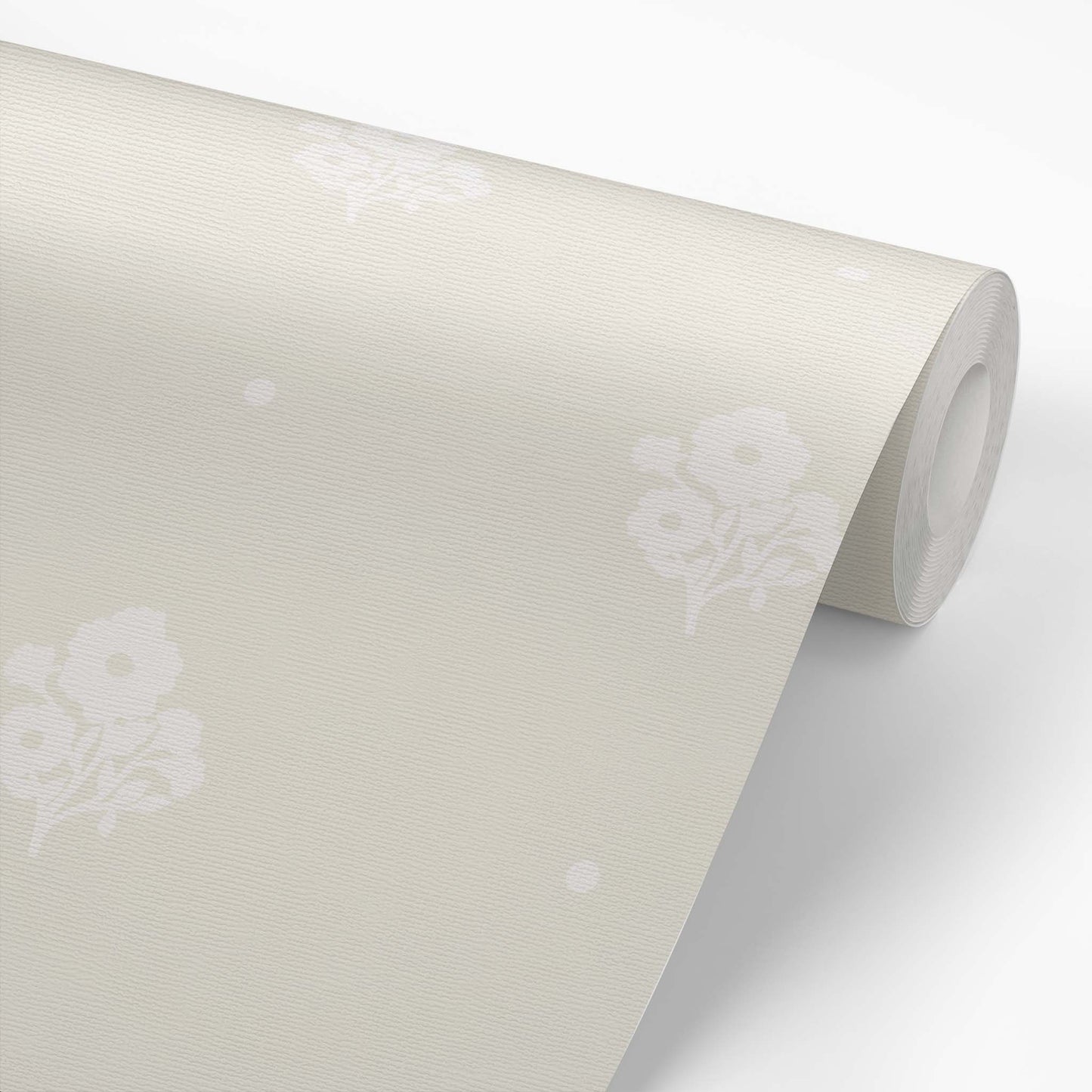 Elevate your home decor with our Cambridge Wallpaper in a sophisticated sand shown on a wallpaper roll.