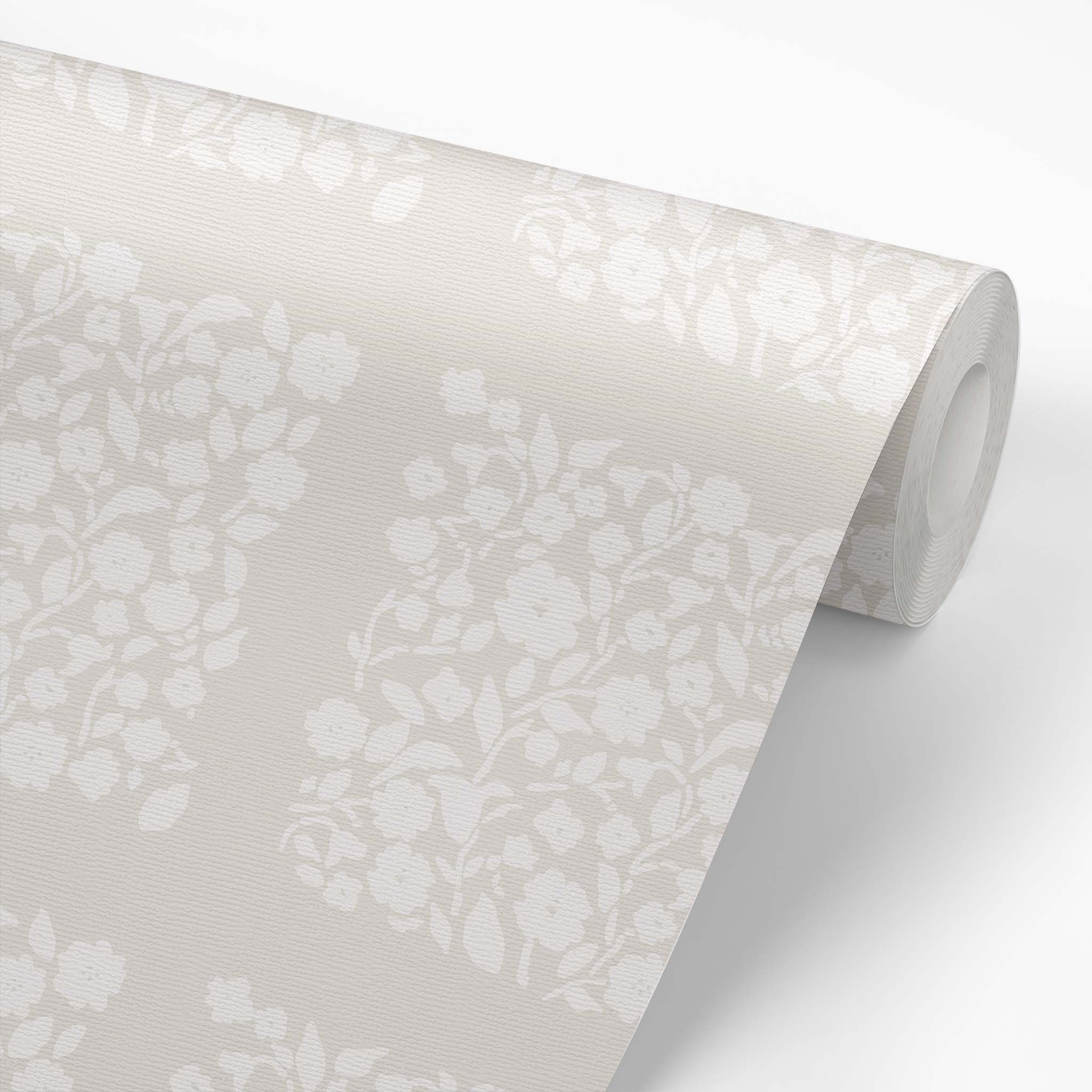 Chelsea Wallpaper - White on Taupe – Ayara Home