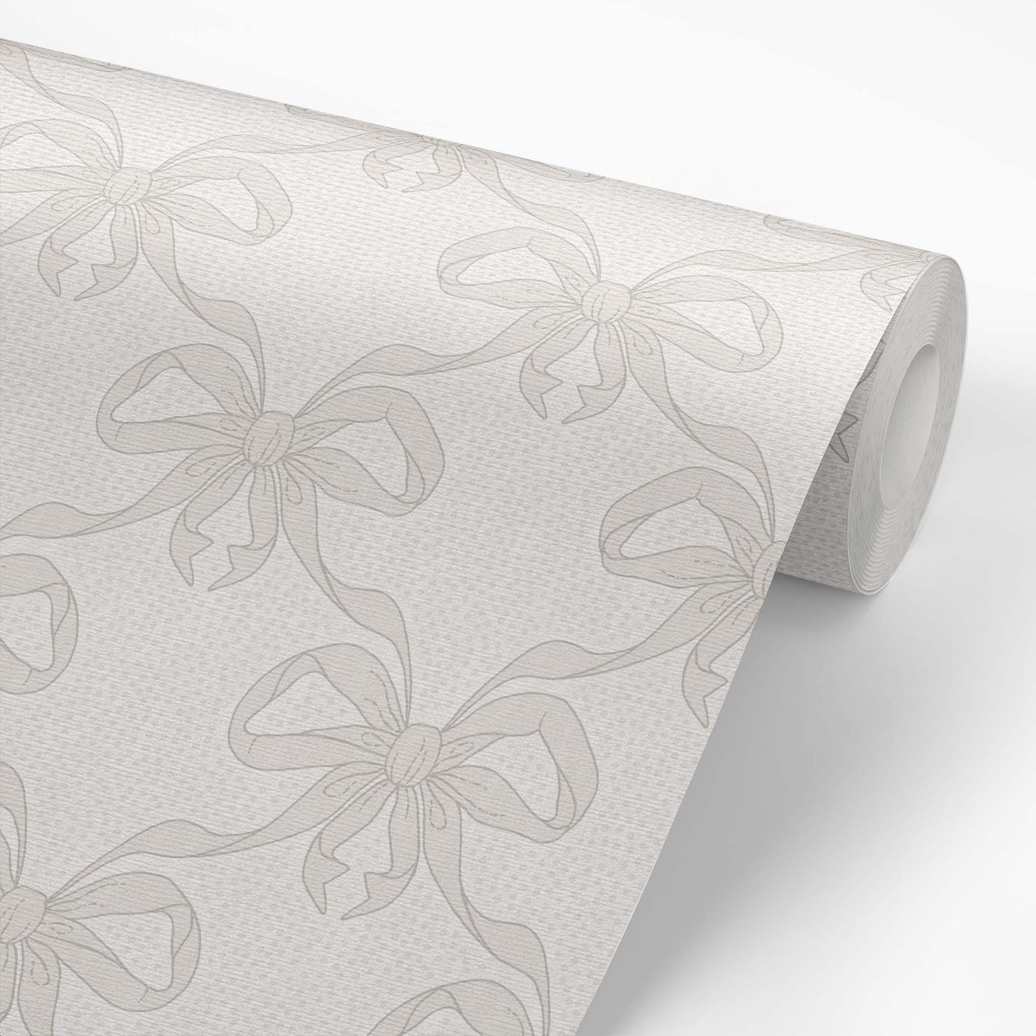 Ribbon Dance Wallpaper in Linen shown on a wallpaper roll.