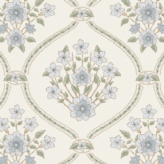 Closeup view of our Romantic Trellis Wallpaper in Creamy Lace