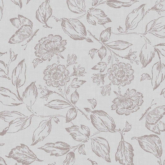 Butterfly Rose Garden Wallpaper in Gray Blue shown up close.