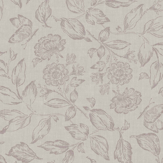 Butterfly Rose Garden Wallpaper in Taupe shown close up.