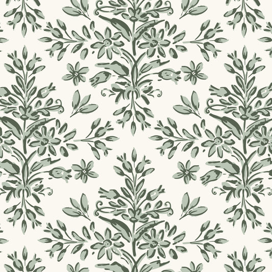 Rustic Lacy Wallpaper in Antique Jade in a closeup view