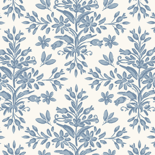 Rustic Lacy Wallpaper in Light Blue in a closeup view