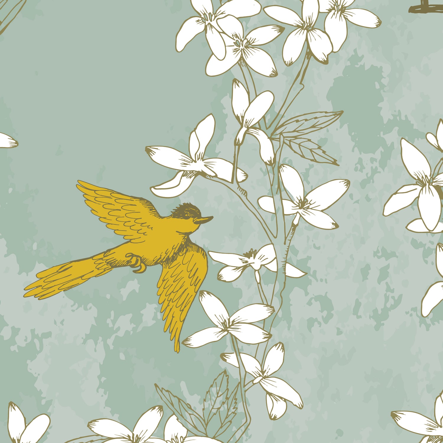 Chinoiserie Wallpaper shown close up.