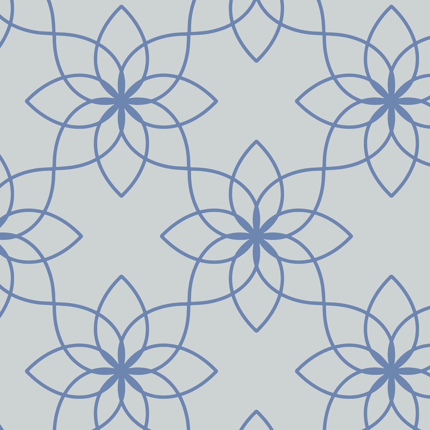 Floral Tile Wallpaper in Royal Blue shown close up.