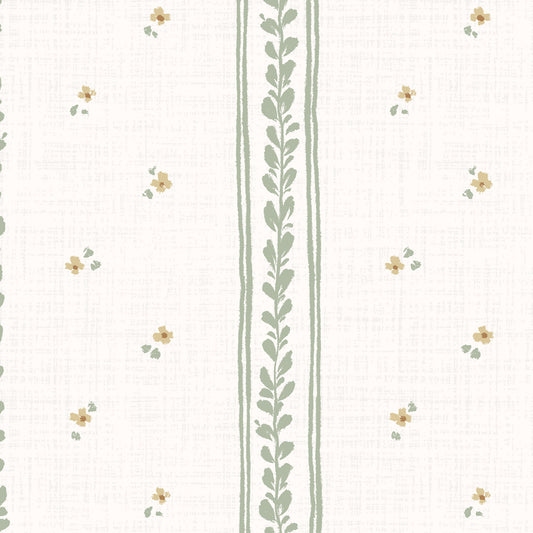 Shabby Chic Bouquet Wallpaper in Ochre shown close up.