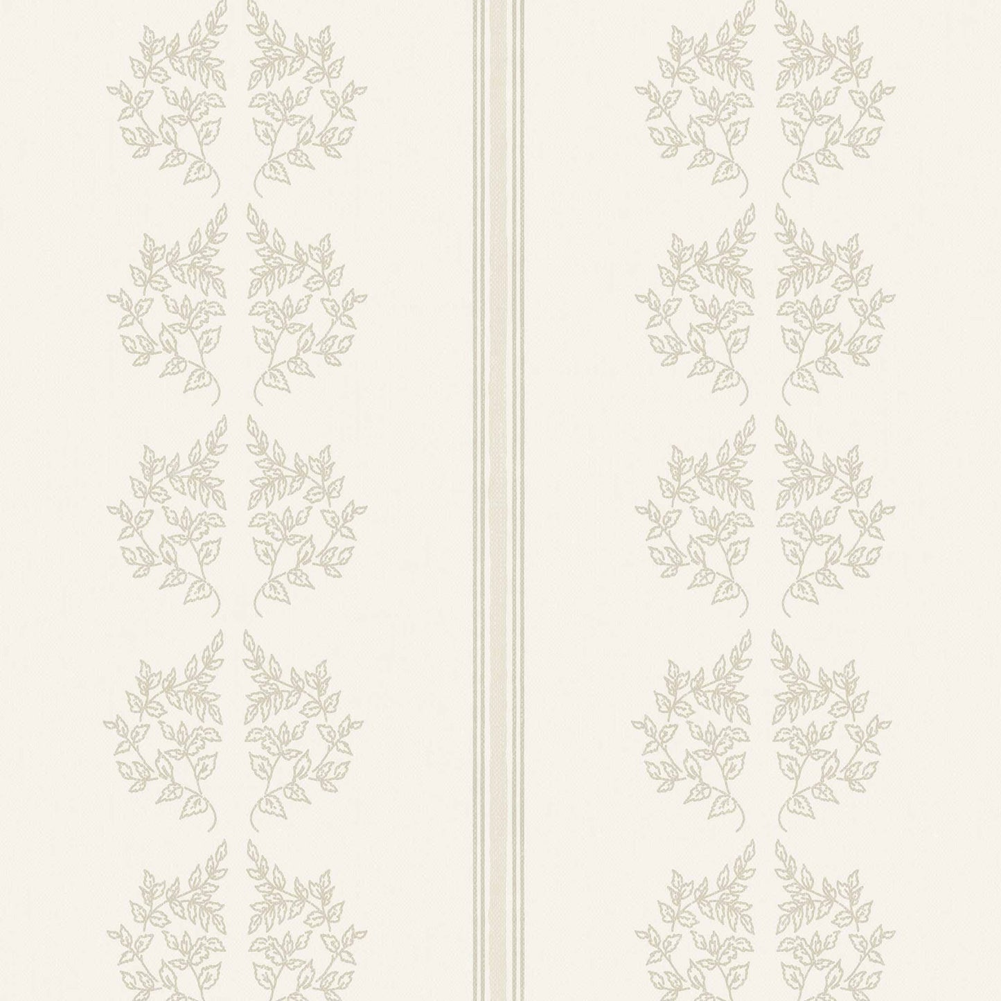 Vintage Branches and Stripes Wallpaper in Cream shown up close.