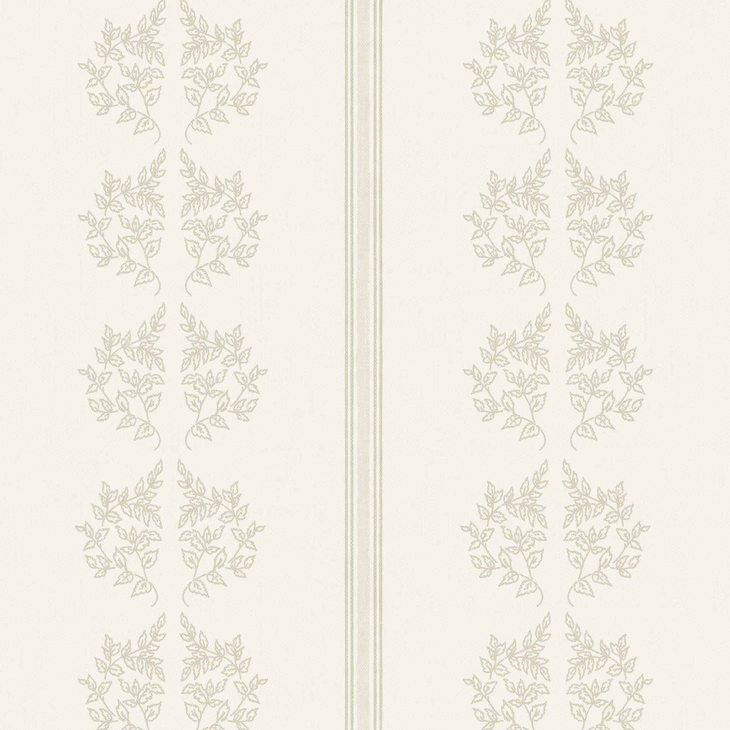 Vintage Branches and Stripes Wallpaper in Cream shown up close.